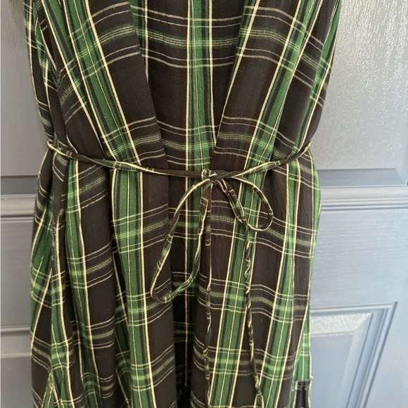 LOFT Plaid Cap Sleeve Flounce Dress Green/Navy Size 12 - Picture 6 of 9